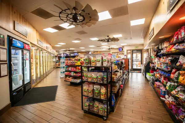 Fast Track convenience store interior with food items